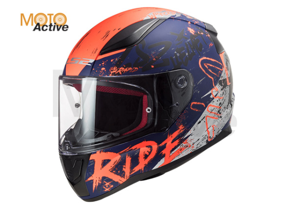 Мотошлем LS2 FF353 Rapid Naughty, сине-оранжевый матовый